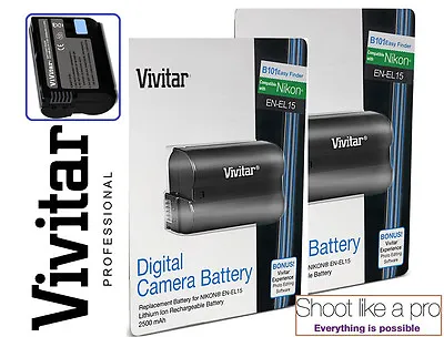 2-Pcs Hi Capacity EN-EL15 Battery For Nikon D7200 D7100 D7000 D810 D800 • $32.95