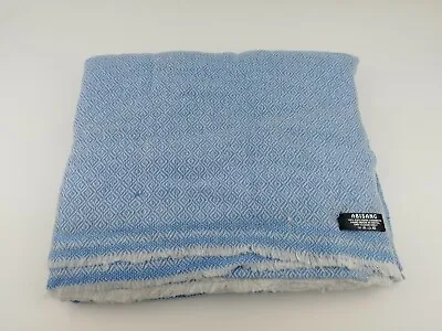 £80 • Buy Cashmere Blanket Throw Travel Wrap Handmade NEPAL Home Blue Diamond Weave