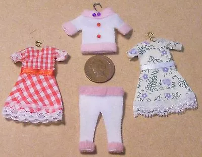 4 Pieces Of Girls Clothes For Display Tumdee 1:12 Scale Dolls House Miniature 91 • £4.79