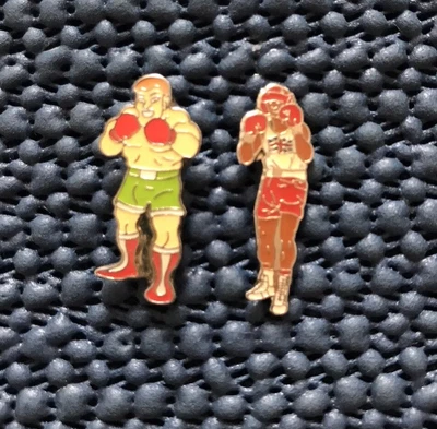 £3 • Buy Boxing Lapel Pin Badges, Boxers, X2, Boxer With Union Jack,