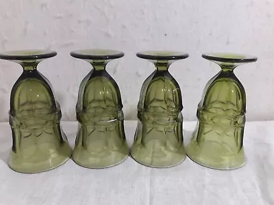 Vintage Set Of 4 Fostoria Argus Green Water Goblets Stemmed • $29