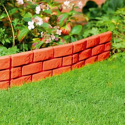 Terracotta 4 Pack Instant Brick Effect Hammer In Garden Lawn Edging Plant Border • £9.49