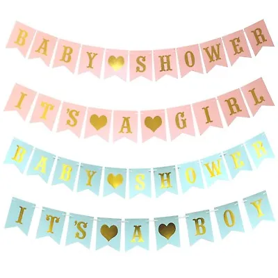Baby Shower Banner Bunting Garland Boy Or Girl Hanging Photo Prop Party Decor • £2.39