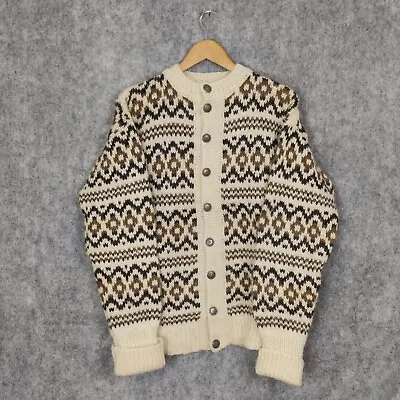 Stobi Cardigan Medium Icelandic Lopi Wool Knit Lopapeysa Scandi Vintage 80s • $186.52