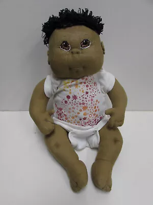 Vintage Cabbage Patch Kids Type Soft Sculpture Doll Black AA 13  GUC Handmade • $25.99