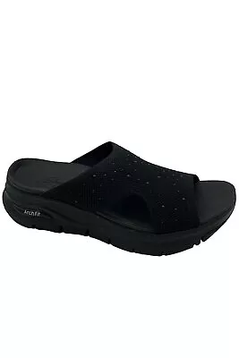 Skechers Arch Fit Pearl Embellished Slide Sandals Black • $37.99