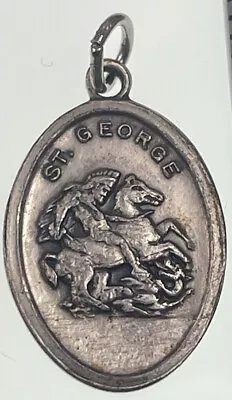 Vintage Catholic St George Silver Tone Medal Italy • $9.99