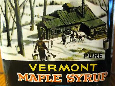 VERMONT MAPLE SYRUP 1 QUART METAL TIN CAN Graphic Advertising - VINTAGE • $47.50