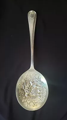 SHEFFIELD ENGLAND REPOUSSE Antique Serving Spoon EPNS 8  • $28.95