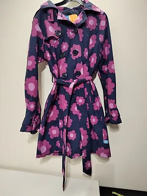 Happy Rainy Days  Floral Rain Mac With Hood Size 8 • £16.50