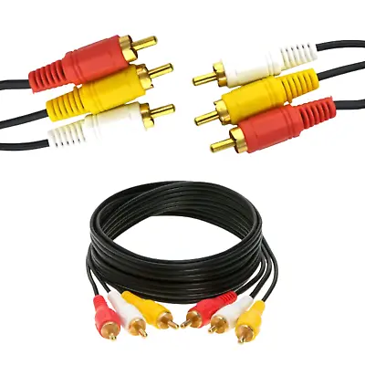 6ft 3 RCA Male To 3 RCA Male Cable Stereo AV Audio Video Composite Gold Plated • $5.25