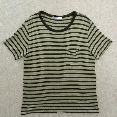 Alexander Wang T Top Womens Medium Black Green Short Sleeve Crew Pocket Striped • $17.99