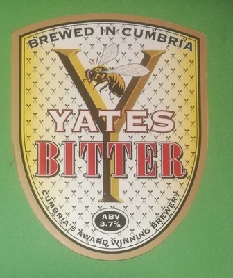 £1.50 • Buy Beer Pump Clip Badge Front YATES Brewery GOLDEN Real Ale BITTER Cumbria Bee Wasp
