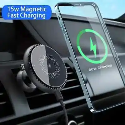 Wireless Fast Charge 15W Magnetic Phone Holder For Iphone Magsafe Vent Clip • £10.99