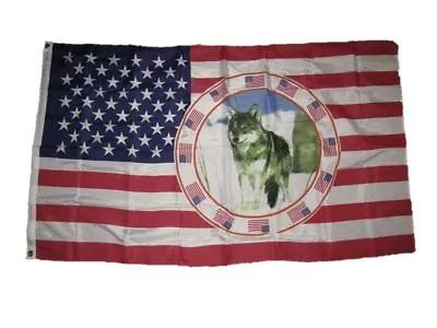 $7.94 • Buy 3x5 USA America One Wolf Indian Native American Flag 3'x5' Grommets