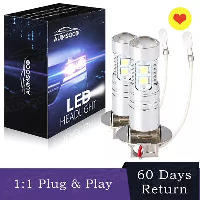 2x H3 Super Bright LED Bulbs Fog Driving DRL Light Conversion Kit 6000K White • $18.99