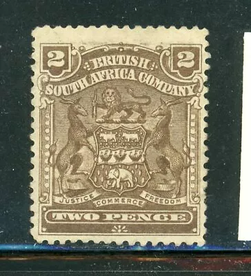 RHODESIA 61 SG79 MH 1898-1908 2p Brn Coat Of Arms CV$15 • $9.32