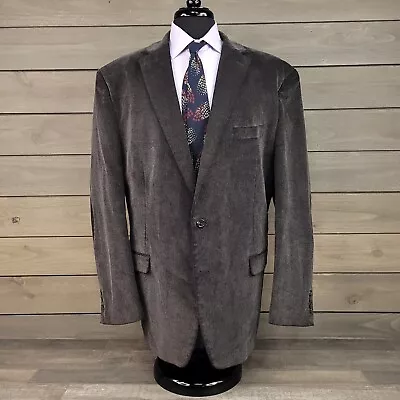 Chaps Blazer Mens 48L Gray Corduroy Sport Coat 2 Button Elbow Patch Jacket • $38.95