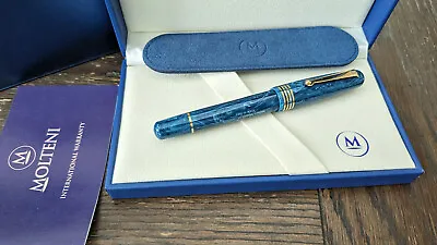 Molteni Pen Modelo 54 Caribe Blue Gold Trim Lt Ed Of 88 Fountain Pen • $175