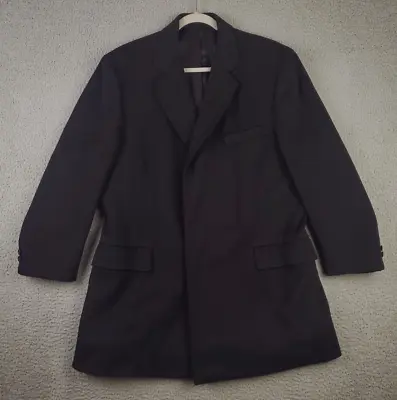 Chester Barrie Vintage Made In England Black Heavy Wool Short Overcoat Men's 40R • $119.99