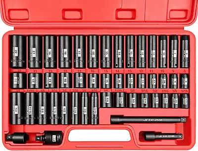 48Pcs 3/8” Drive Impact Socket Set With CaseStandard SAE & Metric6-PointCR-V • $59.39