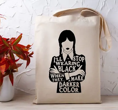 Wednesday Addams Inspired Tote Bag Gothic Style Halloween Christmas Gift • £7.99