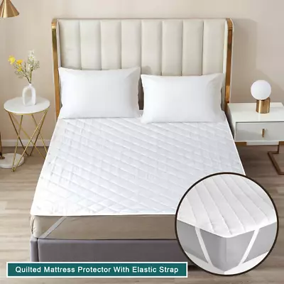 Quilted Mattress Protector Full Queen King Size Mattress Protector Topper Pads • $14.99