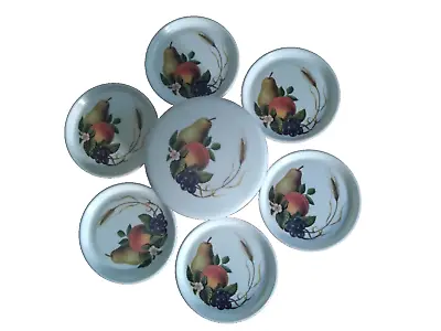 6 X Vintage Harvest Design Melamine Coasters In Holder With Lid - Used • £4.99