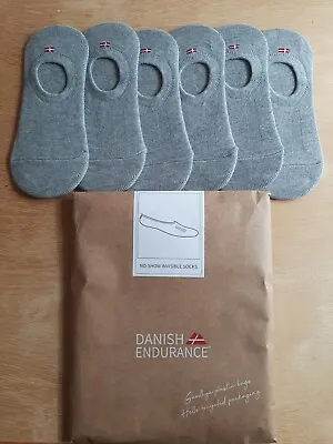 £0.99 • Buy Danish Endurance 6 Pack No Show Bamboo Blend Socks Grey Size 9-12 Rrp £22.95