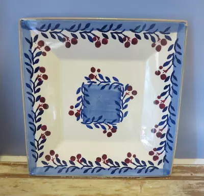 Vtg Nicholas Mosse Pottery Irish Handcrafted BLUE VINE Med Square Plate 8 3/4  • $52