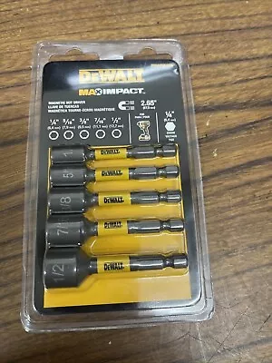 DeWALT DWATNDMI5 5 PC MAX IMPACT MAGNETIC NUT DRIVER SET 1/45/163/87/161/2 • $17.99