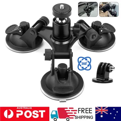 $17.89 • Buy Triple Suction Cup Car Mount Holder Suit Fo GoPro Hero 8/7/6/5/4/3 Action Camera