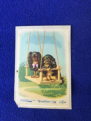 ANTIQUE Dogs BREAKFAST CUP COFFEE Vitorian TRADING CARD Puppy SWING Pink Bow  • $11.11