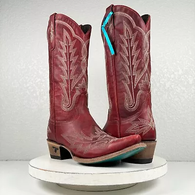 Lane LEXINGTON 7.5 Red Leather Cowboy Boots Western Wear Mid Calf Snip Toe CUTE • $210