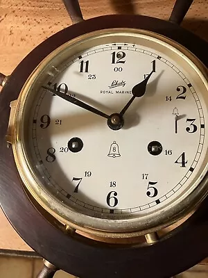 Vtg SCHATZ Royal Mariner Ships Clock W/KEY Brass Wood Germany Not Working • $65