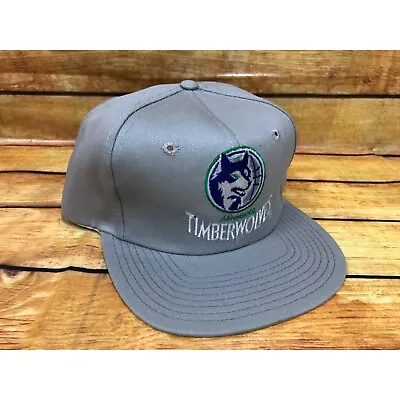 NOS Vintage Minnesota Timberwolves Gray Snapback Hat NBA NWOT (B2) • $29.99