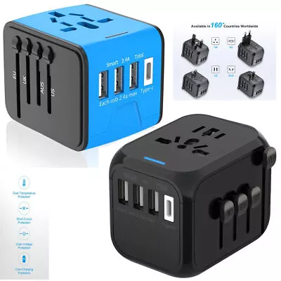$25.49 • Buy International Travel Adapter 4 USB Power Adapter Type C Universal Charger Plug