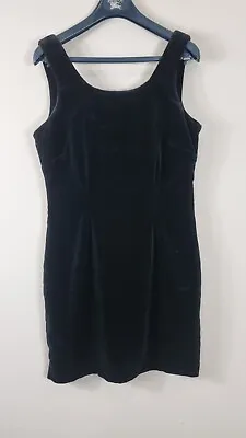 Jigsaw Size 8 Velvet Mini Dress Black Low Back Shift Lined Party Cocktail  • $18.64