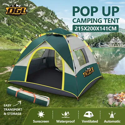 $74.95 • Buy OGL 3 Person Pop Up Camping Tent Portable Instant Shelter Hiking 215x200x141CM