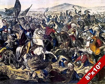 Battle Of Kosovo Painting Serbian Ottoman European War Art Real Canvas print • $14.99