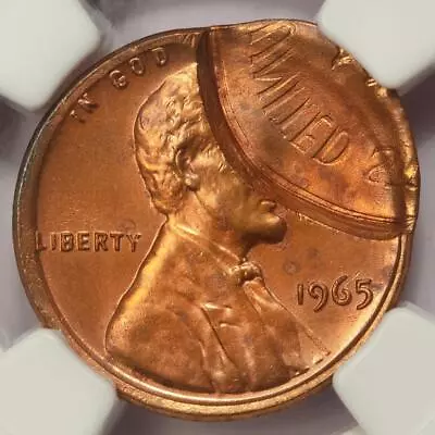 $399.97 • Buy 1965 NGC MS65RD Brockage From A Broadstruck Lincoln Cent Mint Error Very Rare