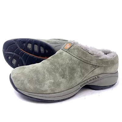 Merrell Womens 7.5 M Primo Chill Slide Green Fur Lined Slip On Comfort Shoes • $22.99