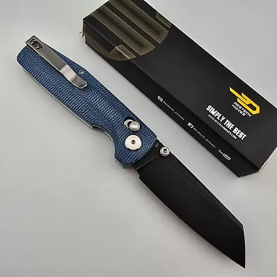 Bestech Knives Slasher Folding Knife Blue Canvas Micarta Handles D2 Sheepsfoot • $59.95