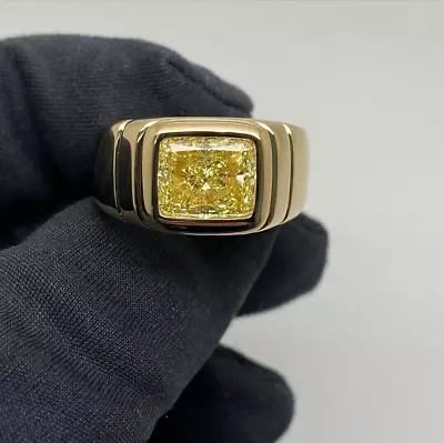 Citrine Simulated 2.50 Ct Emerald Cut Men's Band Ring 14K Yellow Gold Plated • $117.42