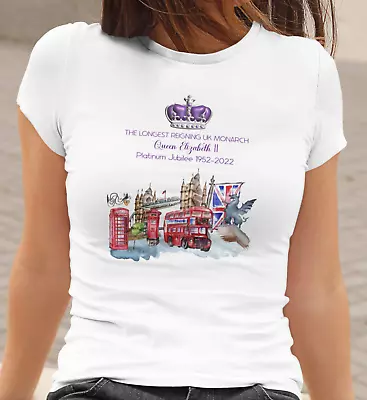 Platinum Jubilee T Shirt Longest Reigning Queen 70 Years 1952-2022 Adults Kids • £9.99
