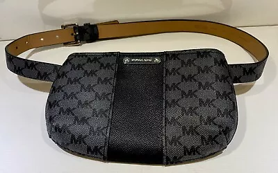 Michael Kors Adjustable Belt Bag Fanny Pack Gray And Black MK Signature Logo S/M • $50.99