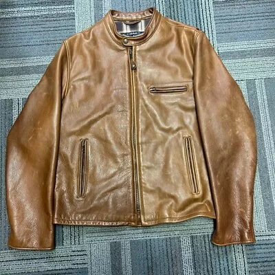 $649.55 • Buy Schott NYC 530 Cafe Racer Brown Sz XXL Full Zip Plaid Lined Zipper Pockets