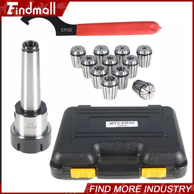 Findmall MT3 Shank + 11PC ER32 Collet Set ER32 Chuck&Spanner For Milling Machine • $47