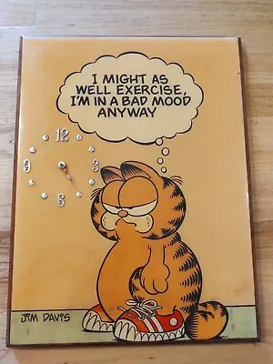 Garfield Vintage Wall Clock Jim Davis I Might As Well Exercise Bad Mood Cat • $27.99