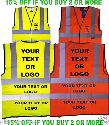 Personalised Printed Hi Vis Safety Vest Logo Text Print Warehouse Event Business • £11.16